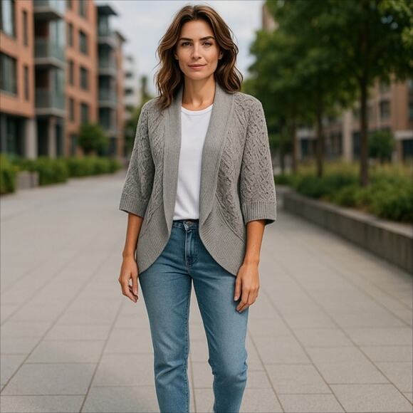 SONOMA KIMONO TEXTURED KNIT OPEN CARDIGAN SWEATER SIZE S - Picture 1 of 10